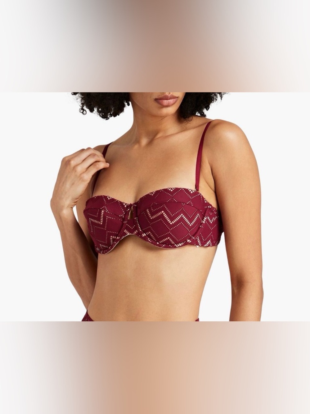 ZIMMERMANN Pointelle-knit bandeau bikini top, Size 2 AB/ US 8
